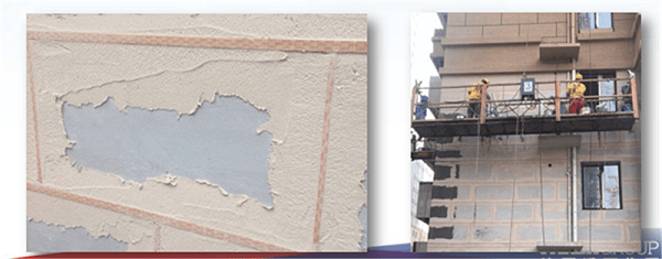 外墙仿石灰石涂料关键节点控制——分线和粘贴厚型胶条